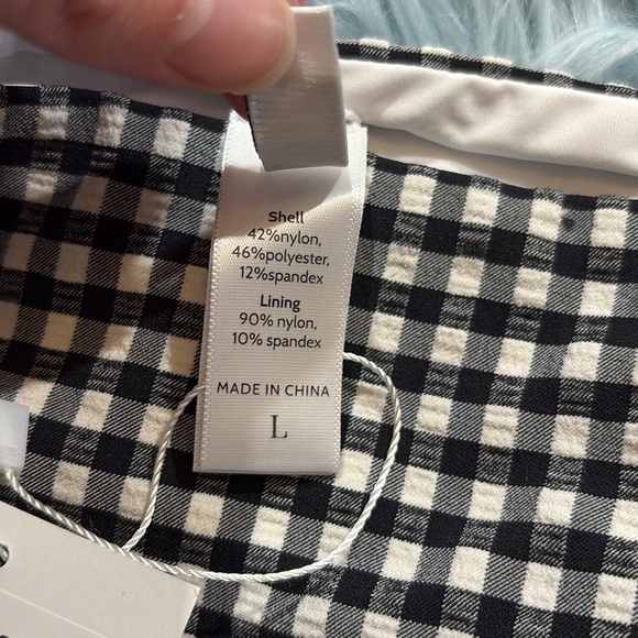 NWT Andie Swimwear The Cheeky Bikini Bottom in White Black Gingham Print Sz L - Picture 8 of 12